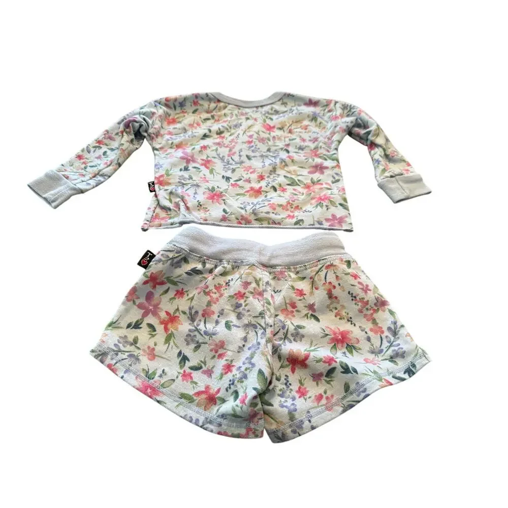 T2love Girls White Long Sleeve Floral Print Lounge Set Size 2 Year